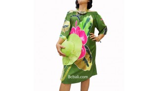 poncho top dress dark green handpainting flowers